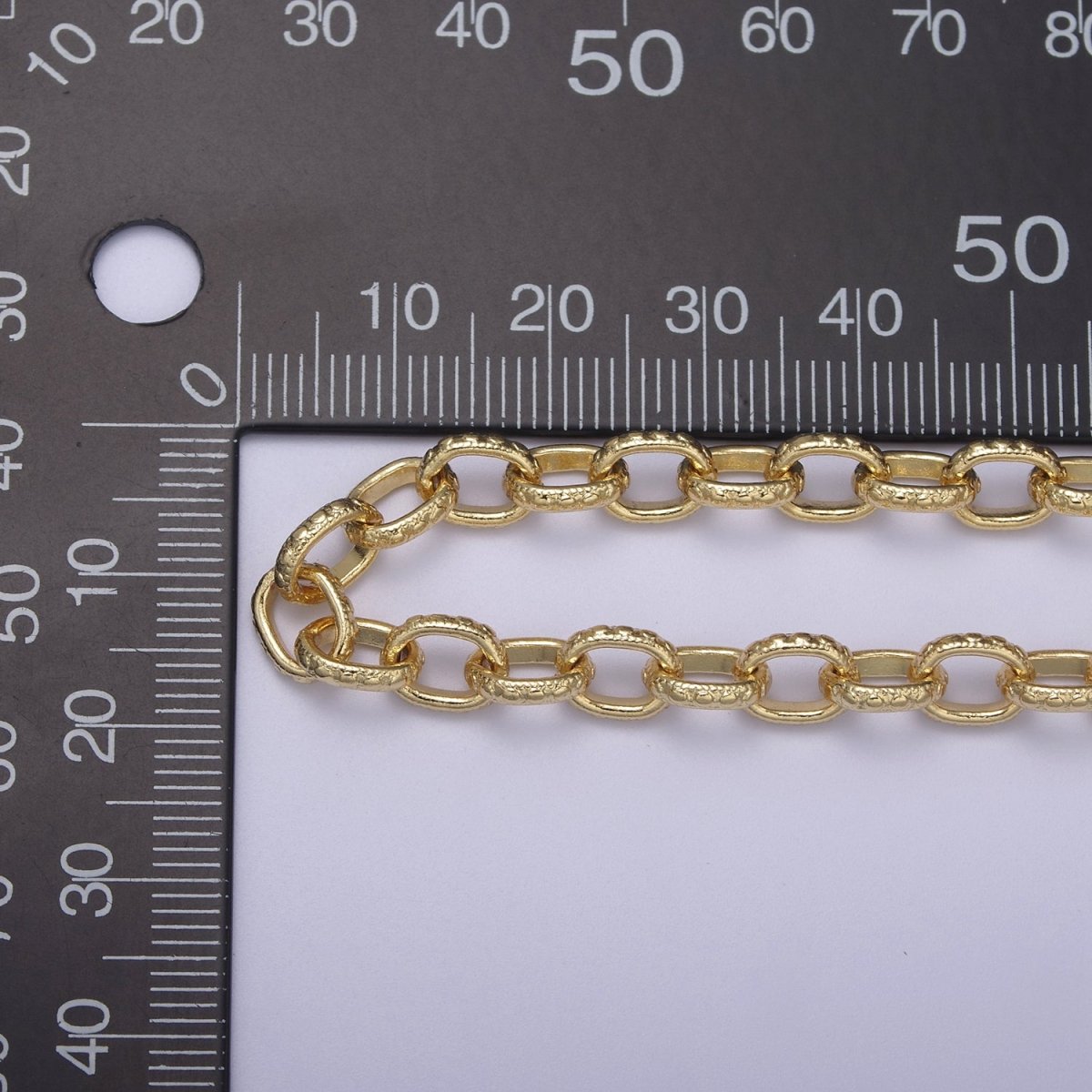 24K Gold Filled Cable Chain, 6mm Width Textured Beaded Dot Cable Chain in Gold & Silver, Wholesale Unfinished Chain For Jewelry Craft Making | ROLL-686, ROLL-687 Clearance Pricing