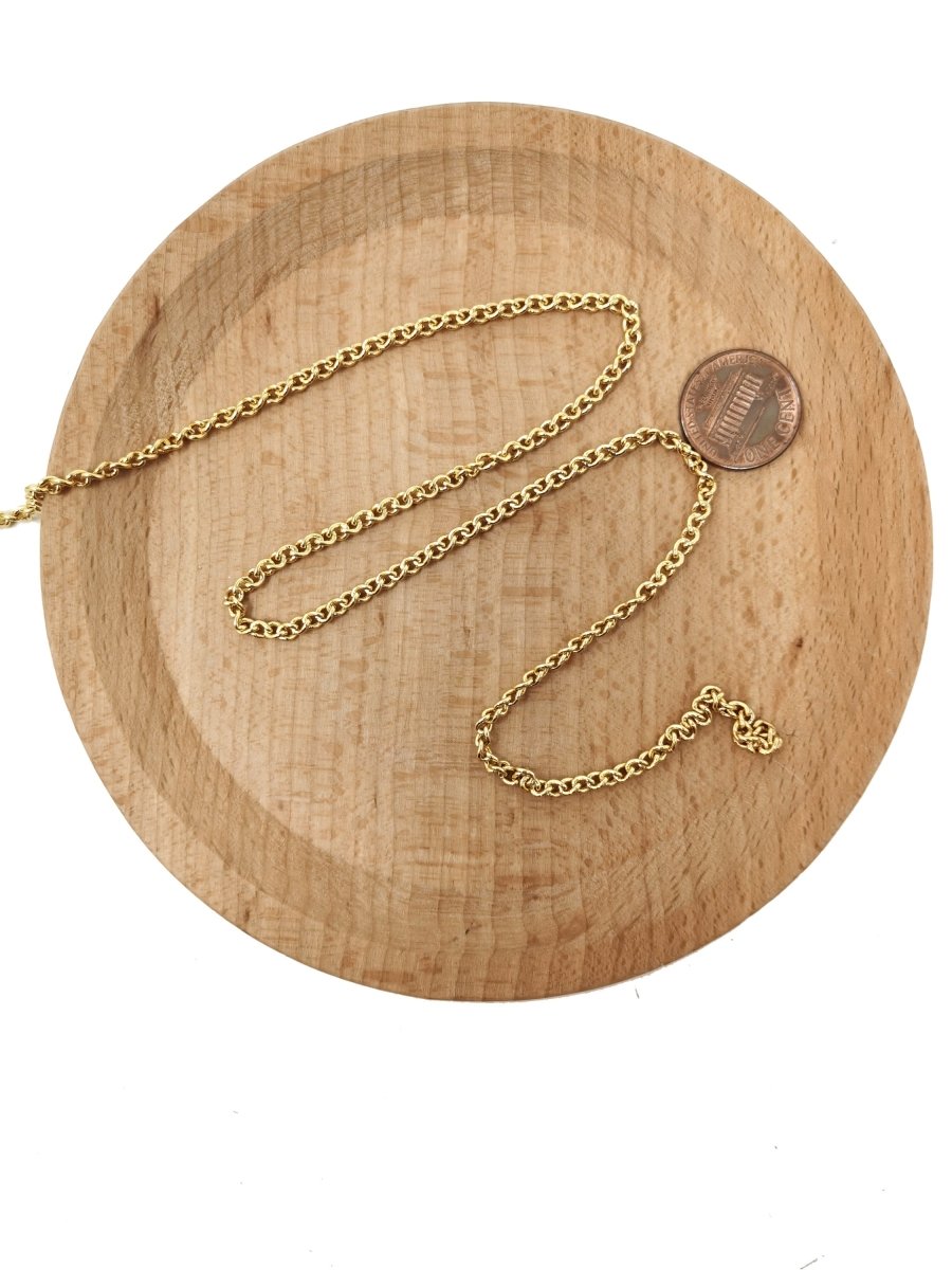 24K Gold Filled Cable Chain by Yard, Gold Filled Cable Chain by Yard, Wholesale Bulk Roll Chain for Jewelry Making | ROLL-100