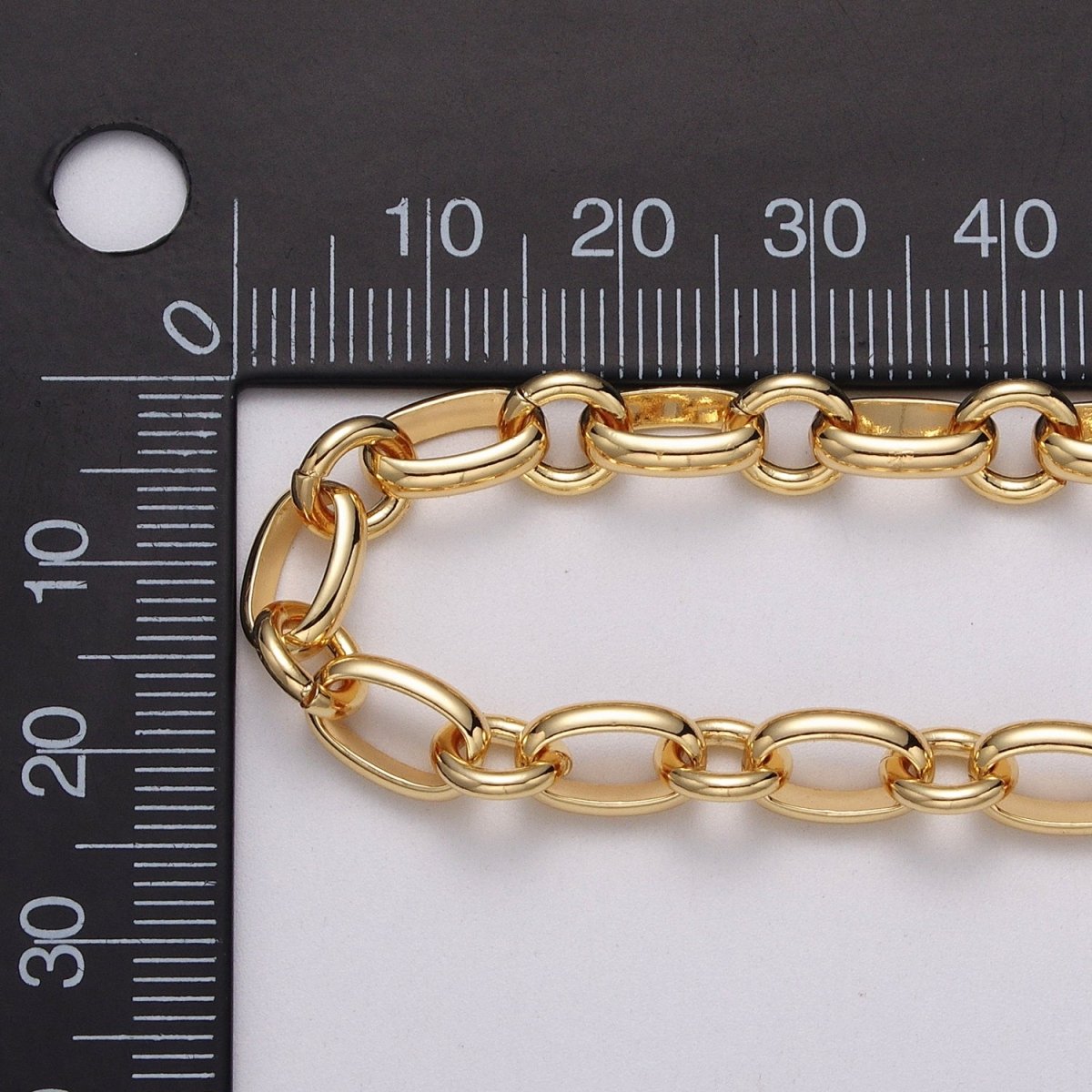 24k Gold Filled Cable Rolo Link Unfinished 7mm Chain by Yard in Gold & Silver | ROLL-1120 ROLL-1206