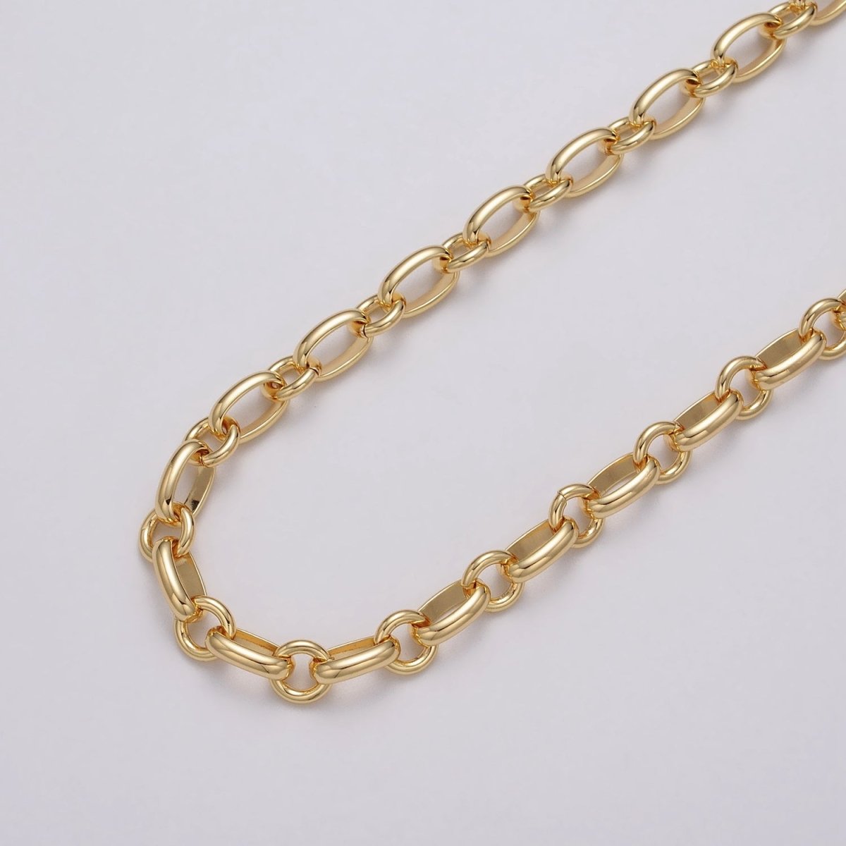 24k Gold Filled Cable Rolo Link Unfinished 7mm Chain by Yard in Gold & Silver | ROLL-1120 ROLL-1206