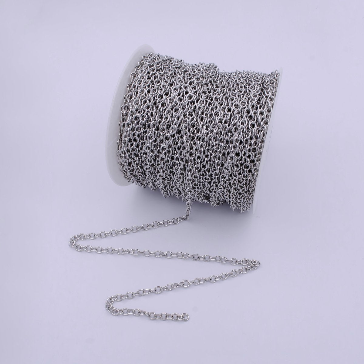 24K Gold Filled Cable Unfinished Chain, 4.3mm Width Cable Chain For Jewelry Making in Gold & Silver Color | ROLL-694, ROLL-695 Clearance Pricing