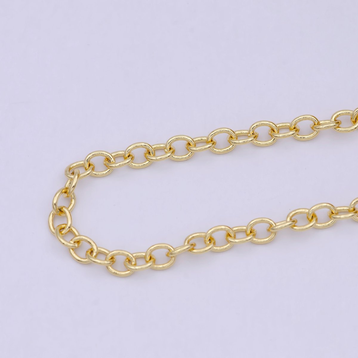 24K Gold Filled Cable Unfinished Chain, 4.3mm Width Cable Chain For Jewelry Making in Gold & Silver Color | ROLL-694, ROLL-695 Clearance Pricing