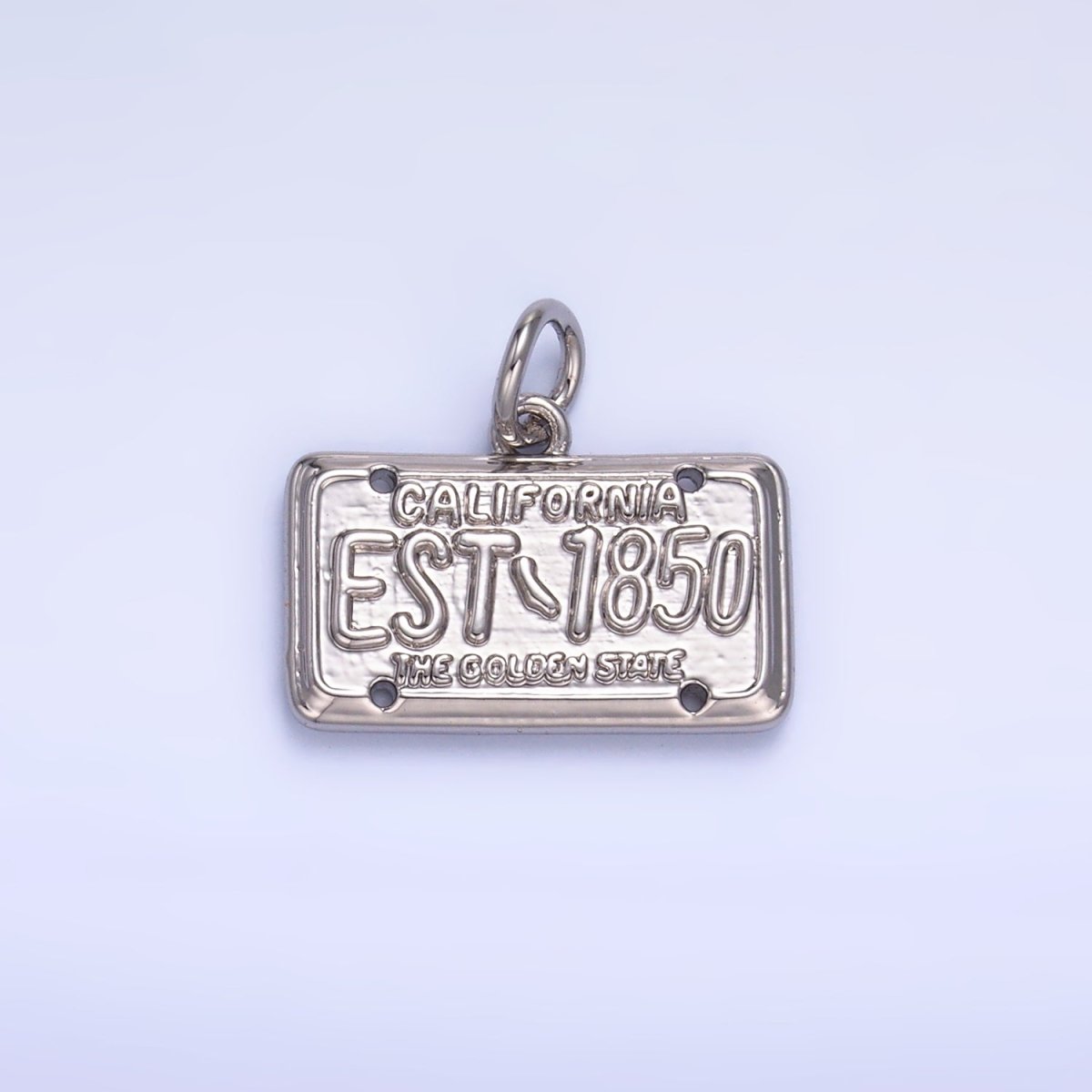 24K Gold Filled "California Golden State EST 1850" License Plate Charm in Gold & Silver | W395