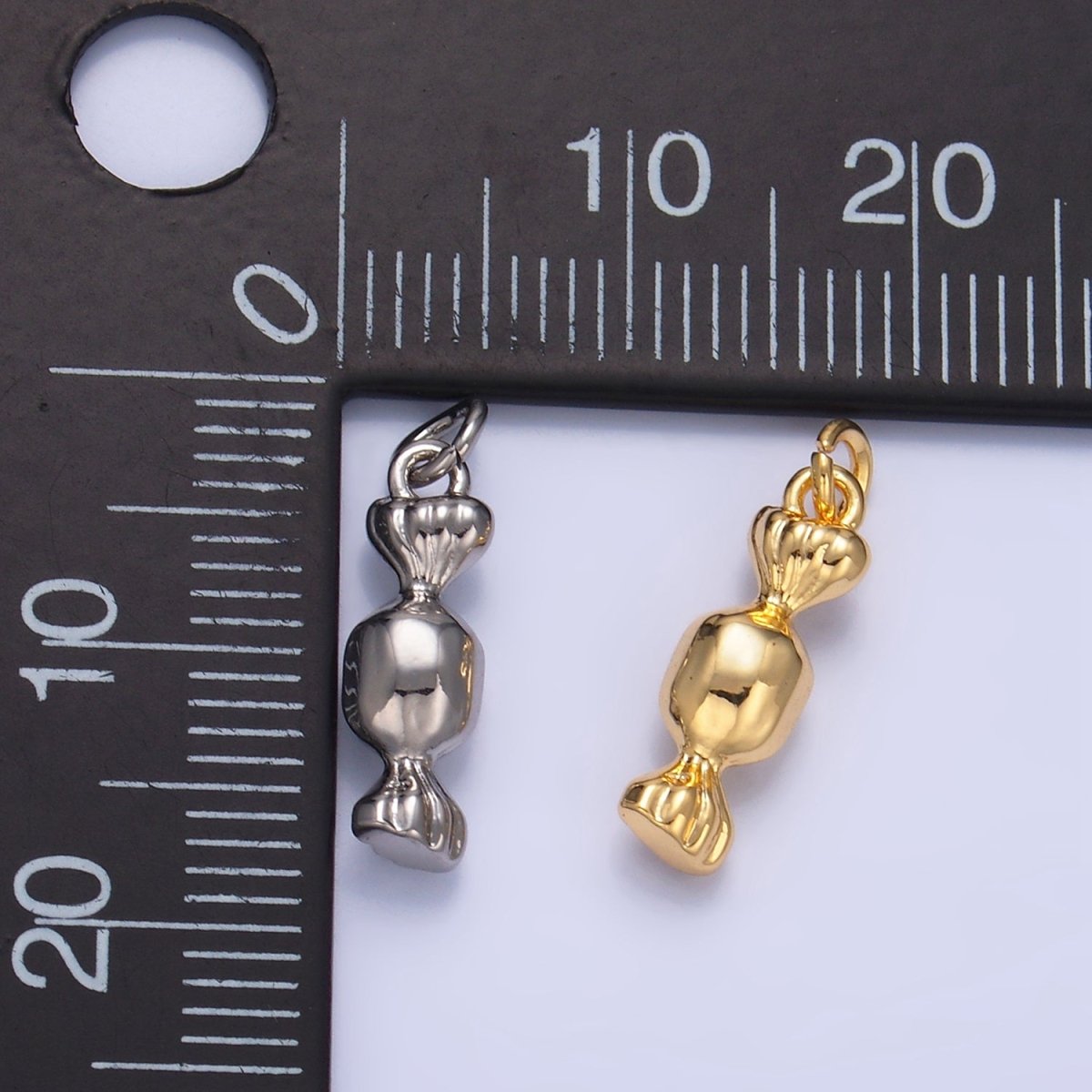 24K Gold Filled Candy Sweets Multidimensional 3D Charm in Gold & Silver | W138