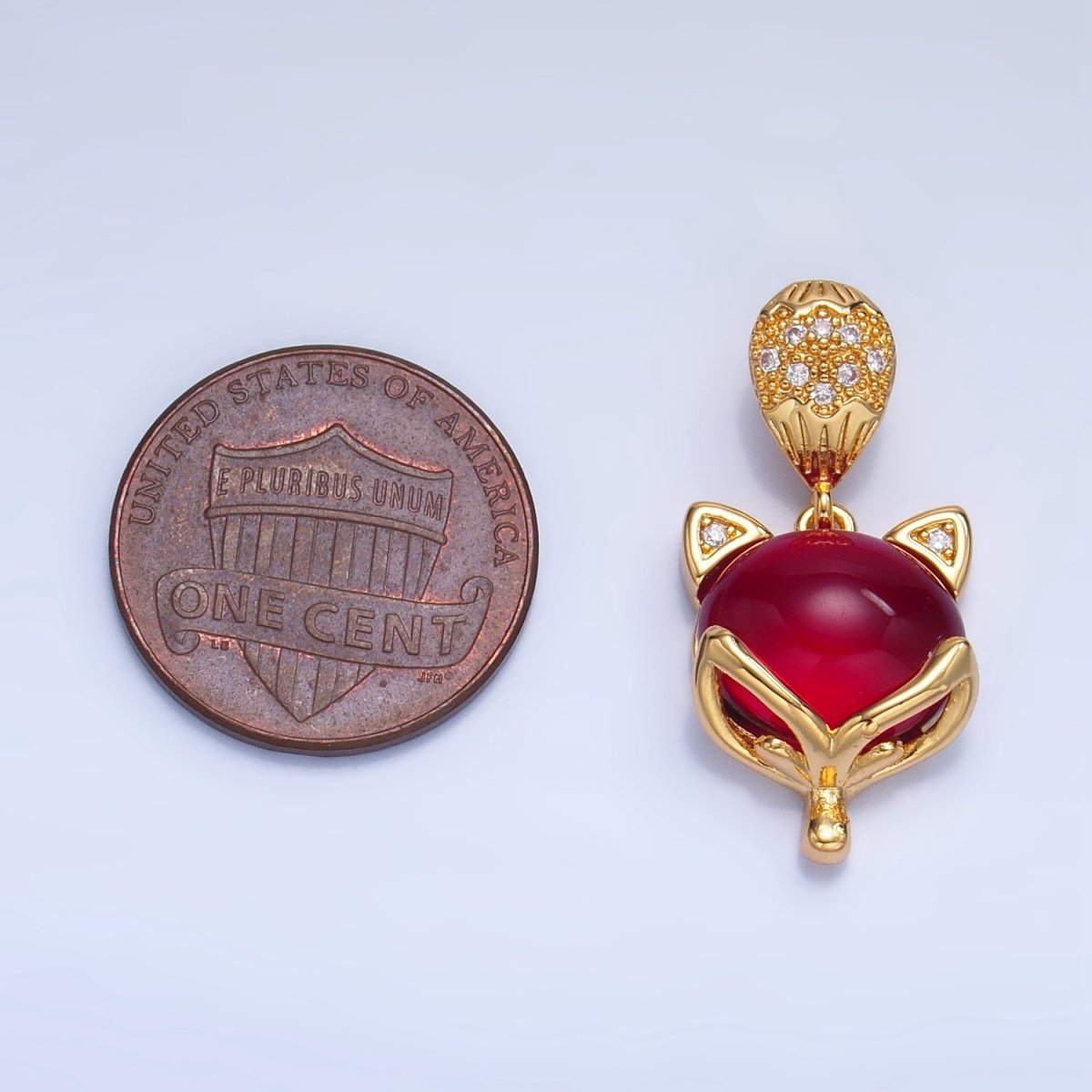 24K Gold Filled Carnelian, Lapis Lazuli Gemstone Micro Paved CZ Cat Kitten Pendant | AA1026