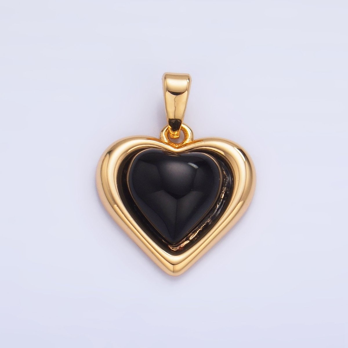 24K Gold Filled Carnelian, Onyx Gemstone Heart Pendant | AA1012