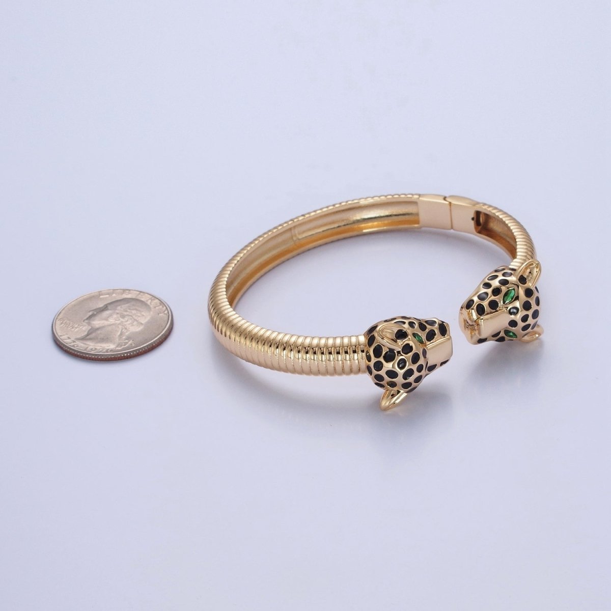 24K Gold Filled Cat Cheetah Bangle Bracelet in silver & gold | WA-990 WA-991 Clearance Pricing