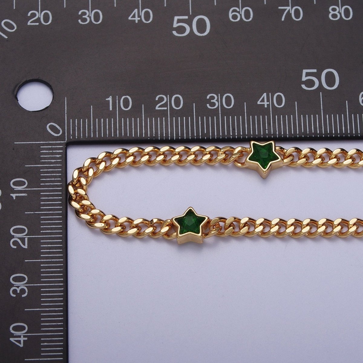 24K Gold Filled Celestial Star Cubic Zirconia 18 Inch Curb Chain Necklace | WA-1271 WA-1273 WA-1357 WA-1359 Clearance Pricing