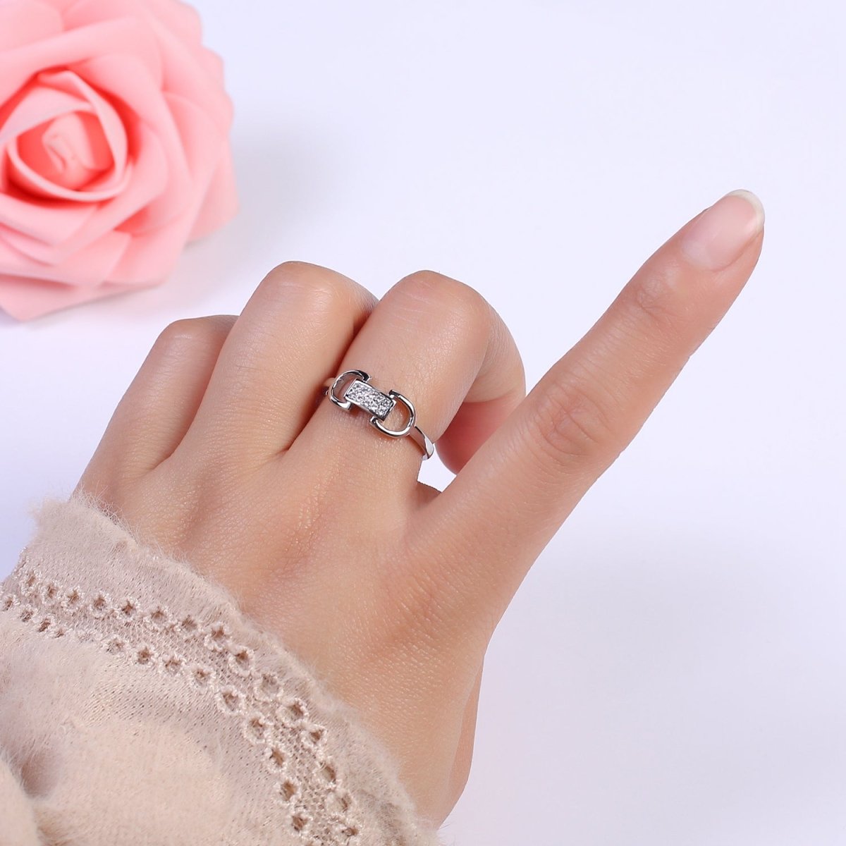 24K Gold Filled Celestial Star Cuff Ring, Micro Pave Crystal Cubic Zirconia CZ Flat Signet Ring in Gold & Silver  S-321 S-322