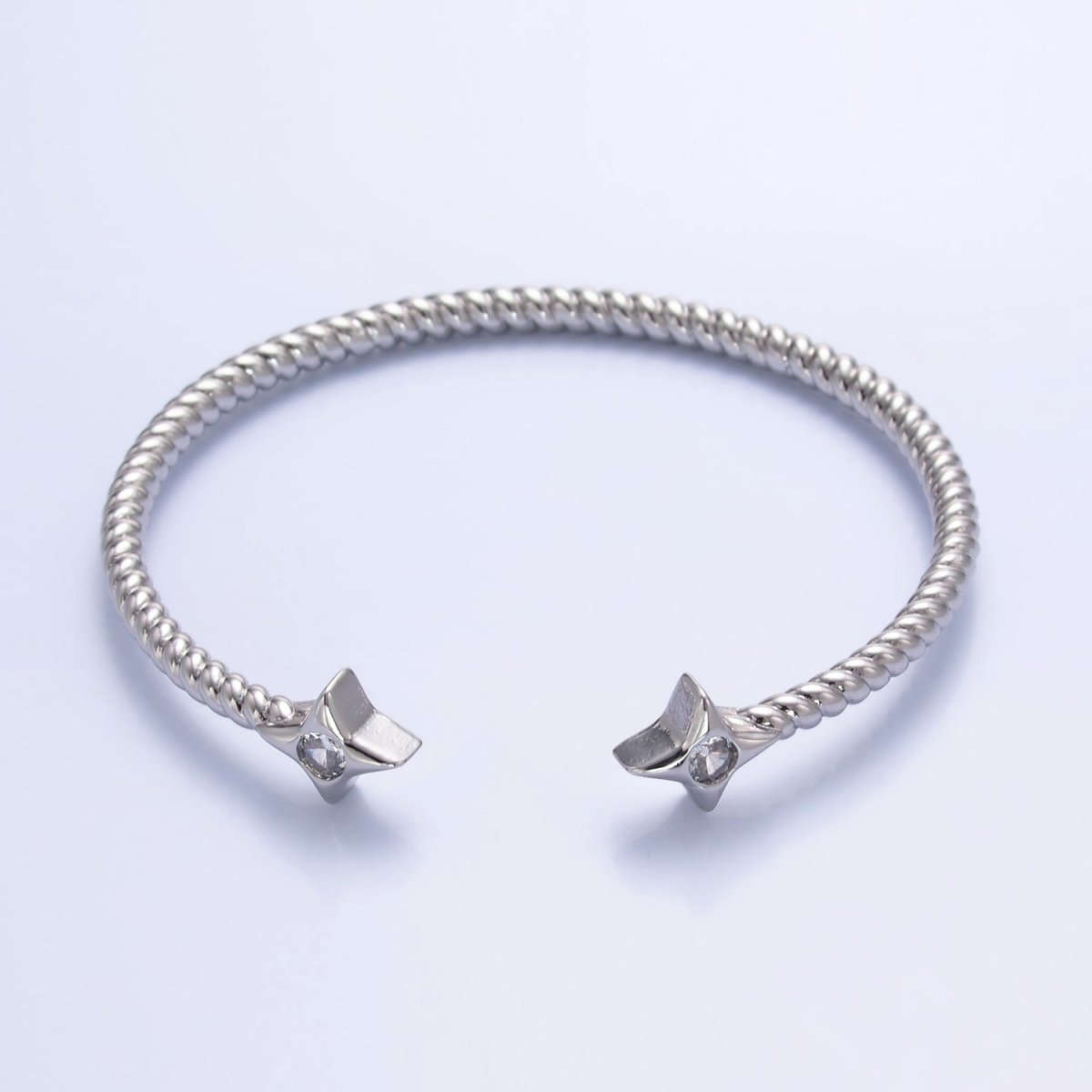 24K Gold Filled Celestial Star CZ Croissant Cuff Bracelet in Gold & Silver | WA-2734 WA-2735