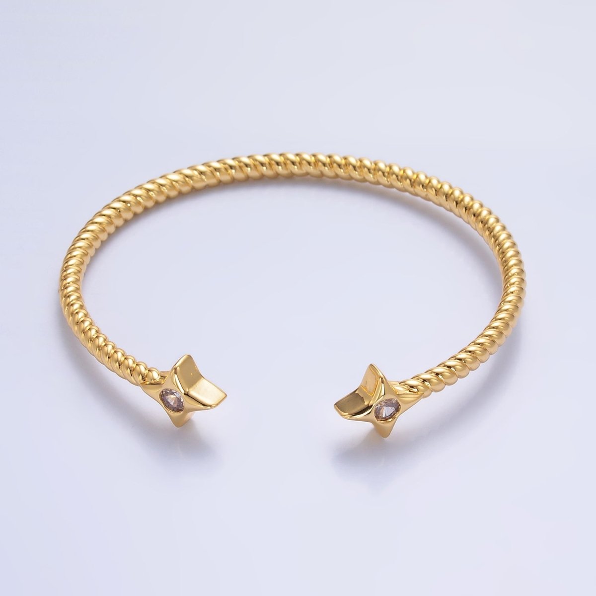 24K Gold Filled Celestial Star CZ Croissant Cuff Bracelet in Gold & Silver | WA-2734 WA-2735