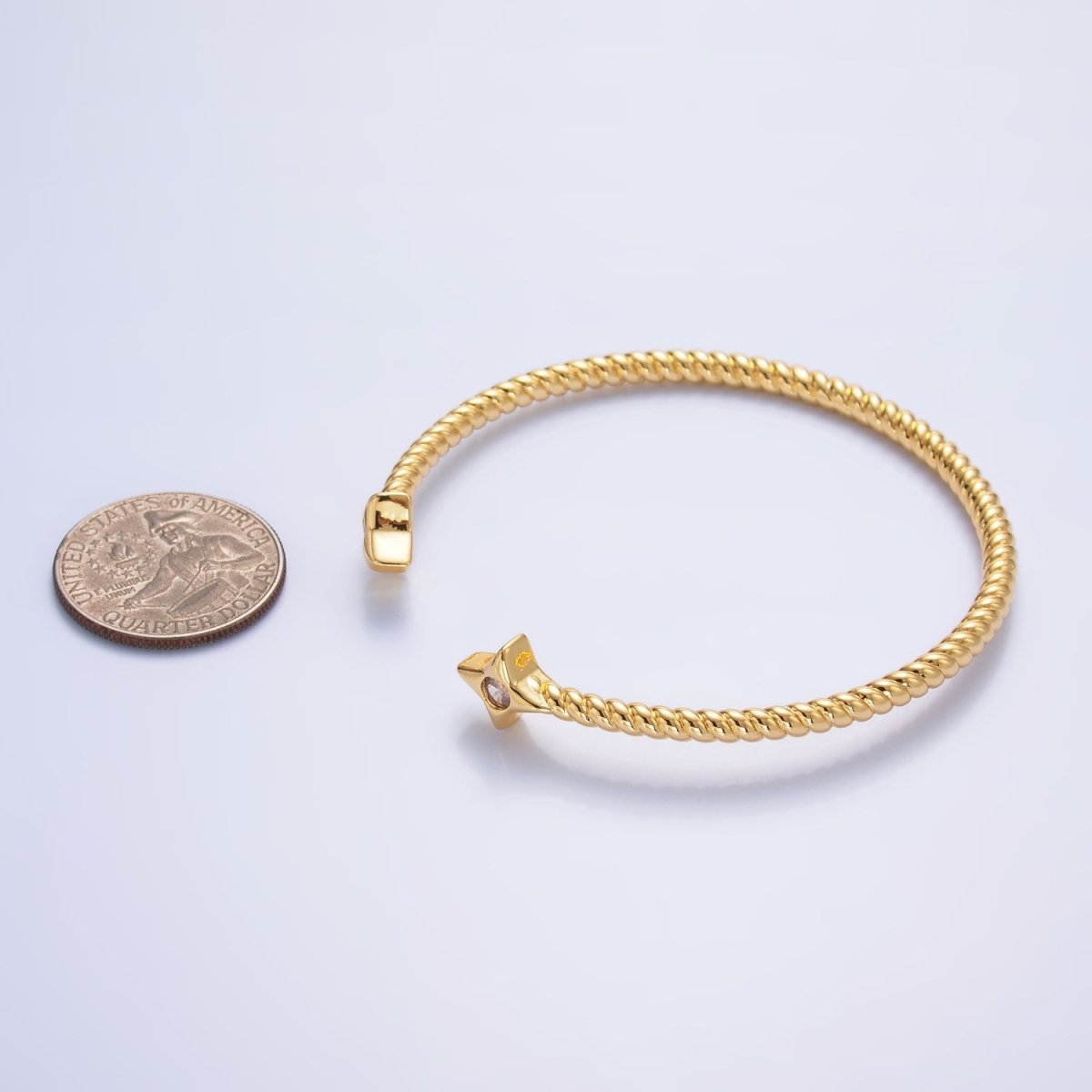24K Gold Filled Celestial Star CZ Croissant Cuff Bracelet in Gold & Silver | WA-2734 WA-2735