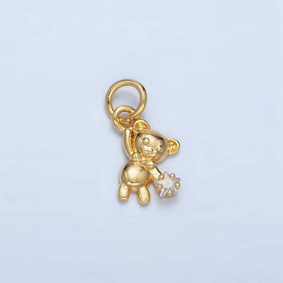 24K Gold Filled Celestial Star CZ Teddy Bar Charm | E734 - DLUXCA