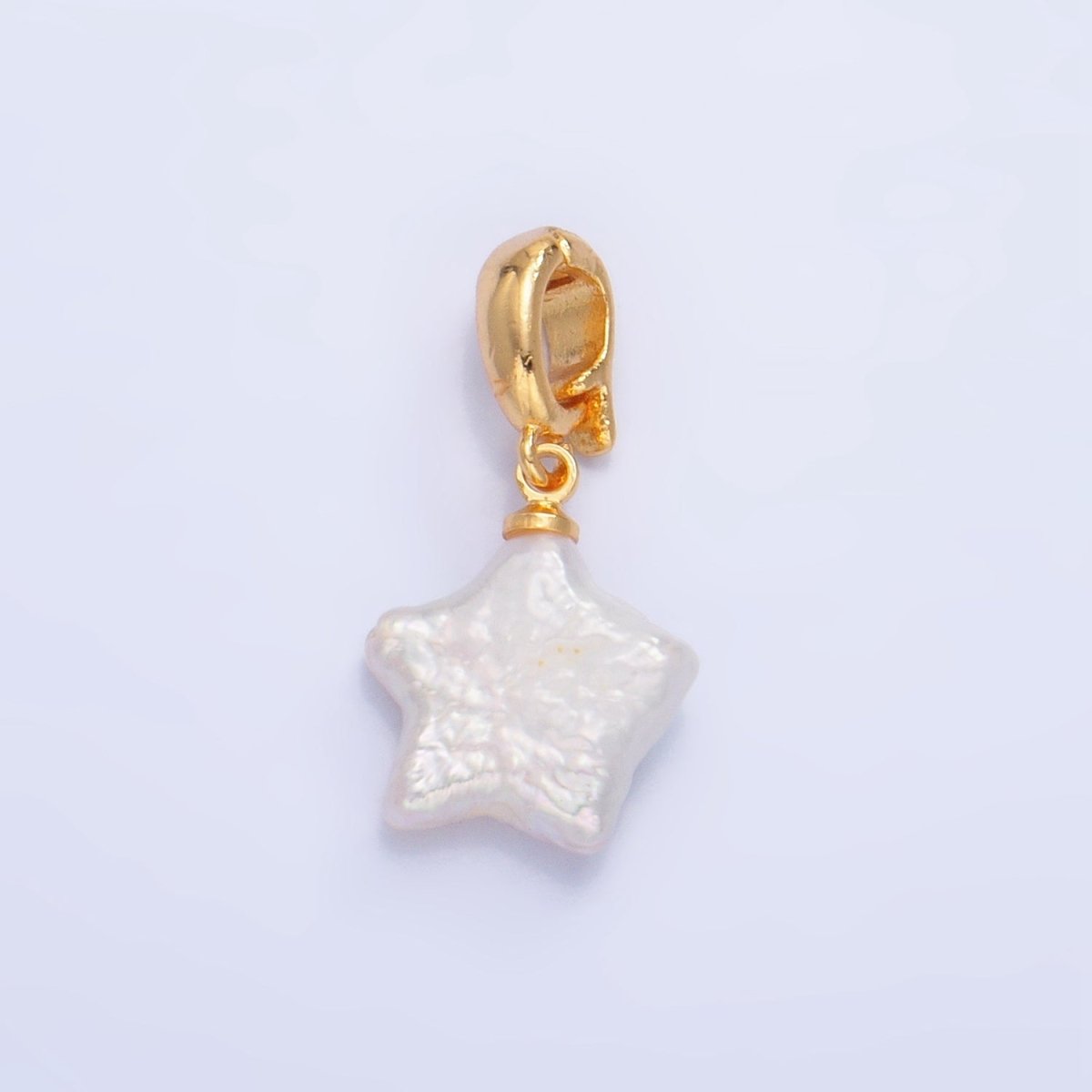 24K Gold Filled Celestial Star Freshwater Pearl Snap Latch Pendant | P1919 - DLUXCA