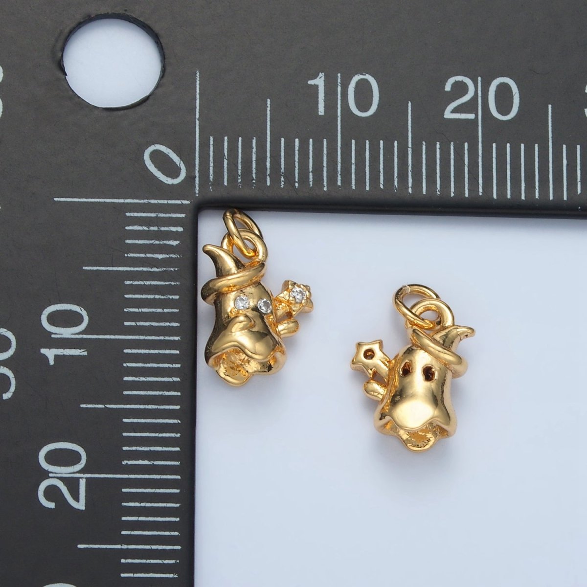 24K Gold Filled Multidimensional Celestial Star Witch Ghost Mini Charm in Gold & Silver | E392