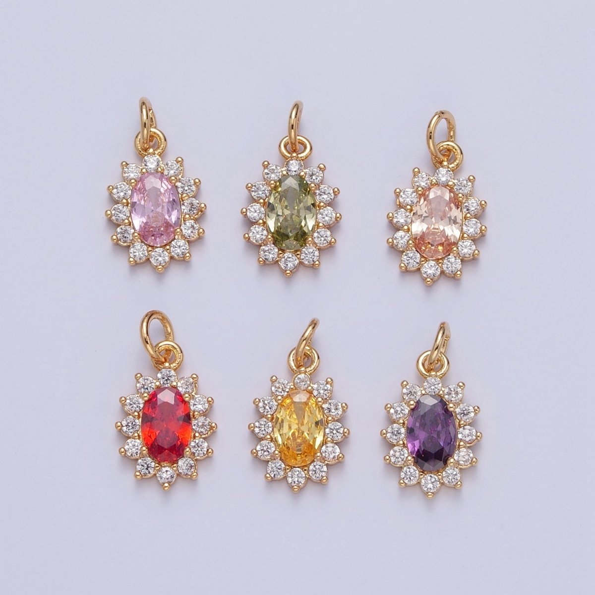 24K Gold Filled Celestial Sun Cubic Zirconia Charm For DIY Jewelry Necklace Making | X-082 - X-087