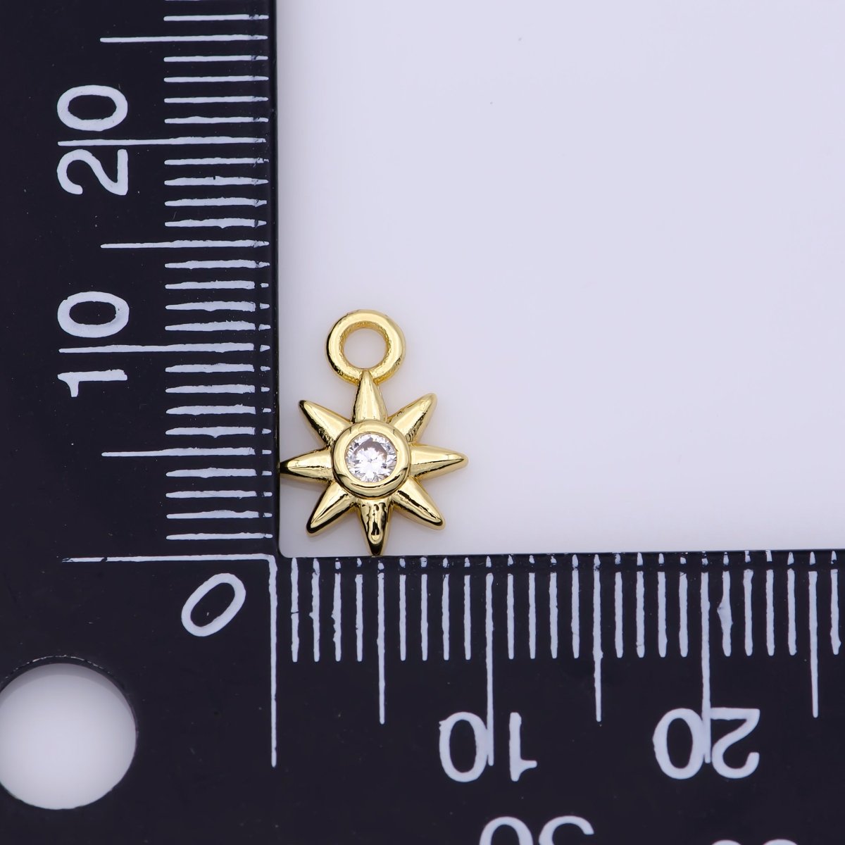 24K Gold Filled Celestial Sun CZ Mini Charm | D733 - DLUXCA