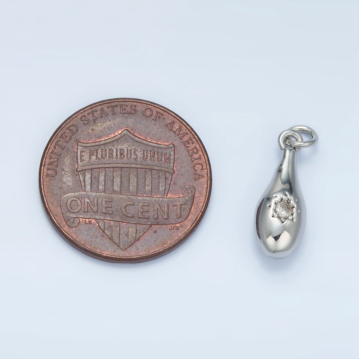 24K Gold Filled Celestial Sun CZ Molten Drop Charm in Gold & Silver | E394