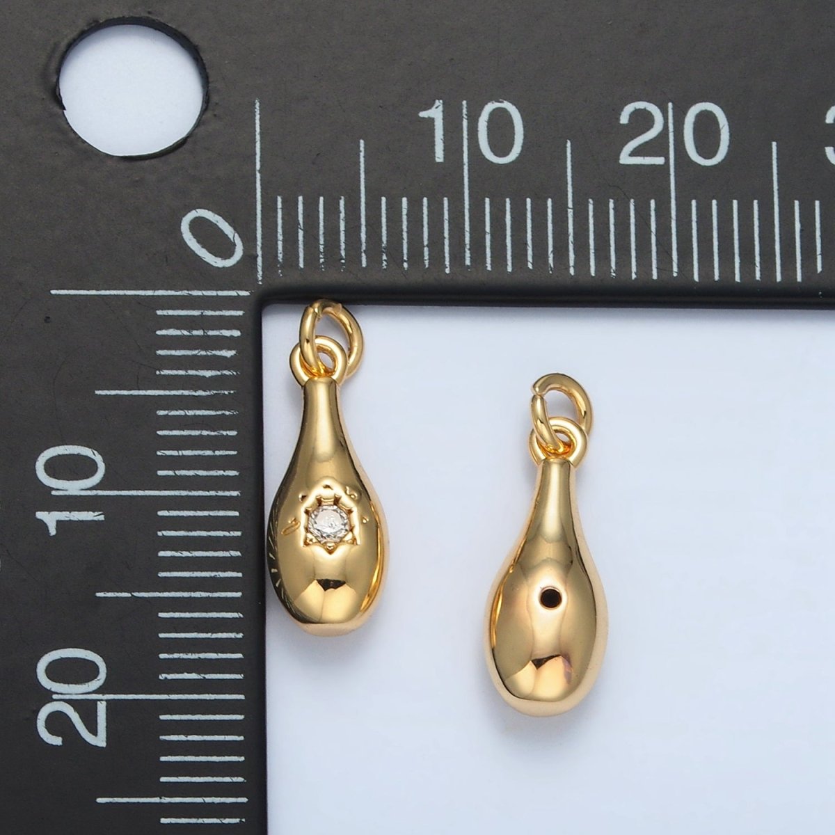 24K Gold Filled Celestial Sun CZ Molten Drop Charm in Gold & Silver | E394