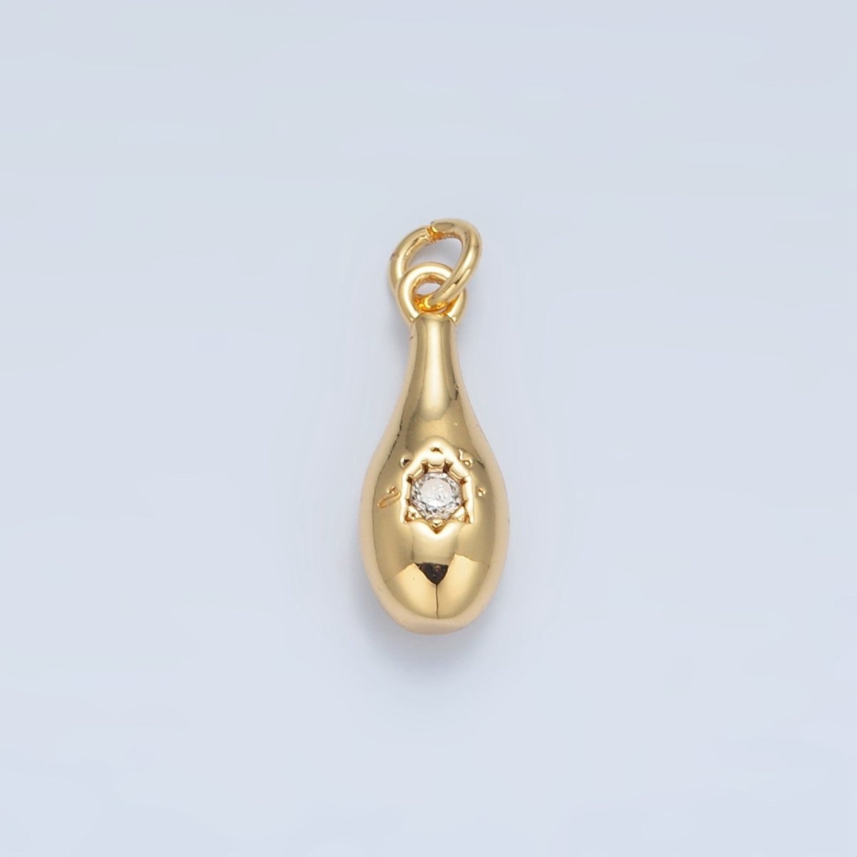 24K Gold Filled Celestial Sun CZ Molten Drop Charm in Gold & Silver | E394