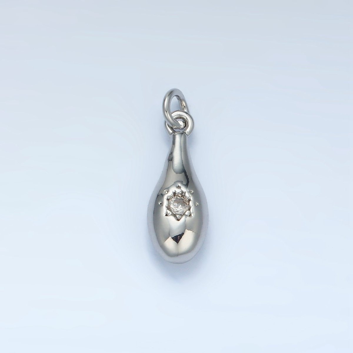 24K Gold Filled Celestial Sun CZ Molten Drop Charm in Gold & Silver | E394