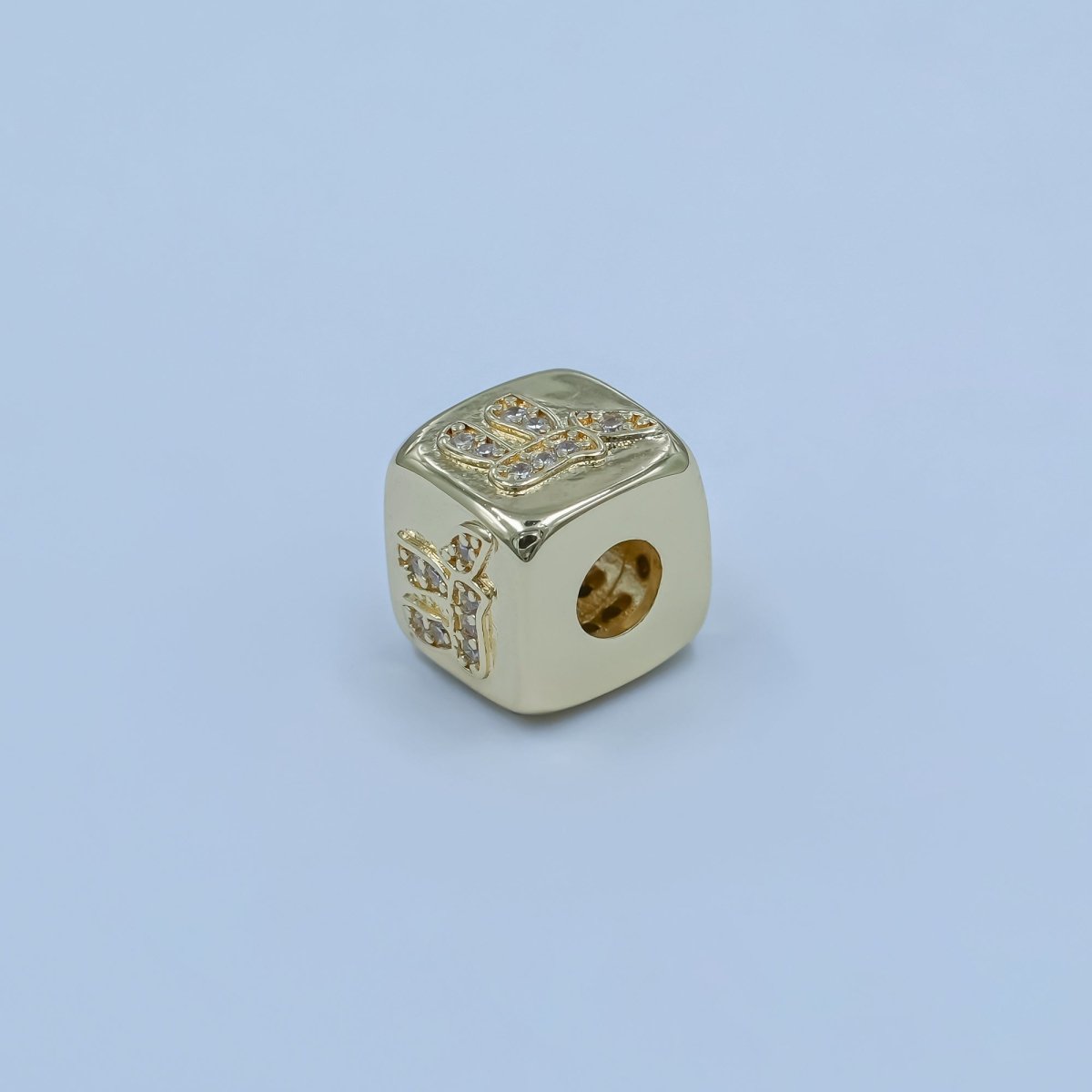 24K Gold Filled "Chai" Hebrew Letter Micro Paved CZ Bead | B239 - DLUXCA