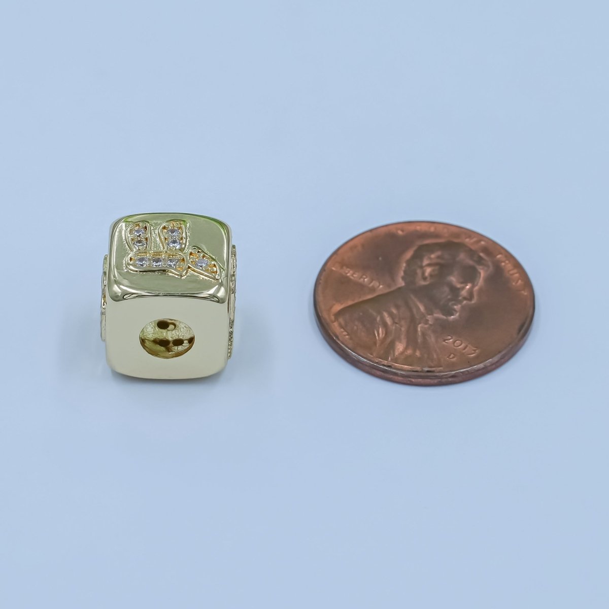 24K Gold Filled "Chai" Hebrew Letter Micro Paved CZ Bead | B239 - DLUXCA