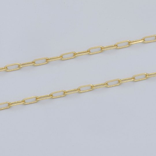 24K Gold Filled Chain by Yard 2.2mmx5.4mm Delicate Elongated Flat Link Rectangle Cable Chain PAPECLIP chain | ROLL-470