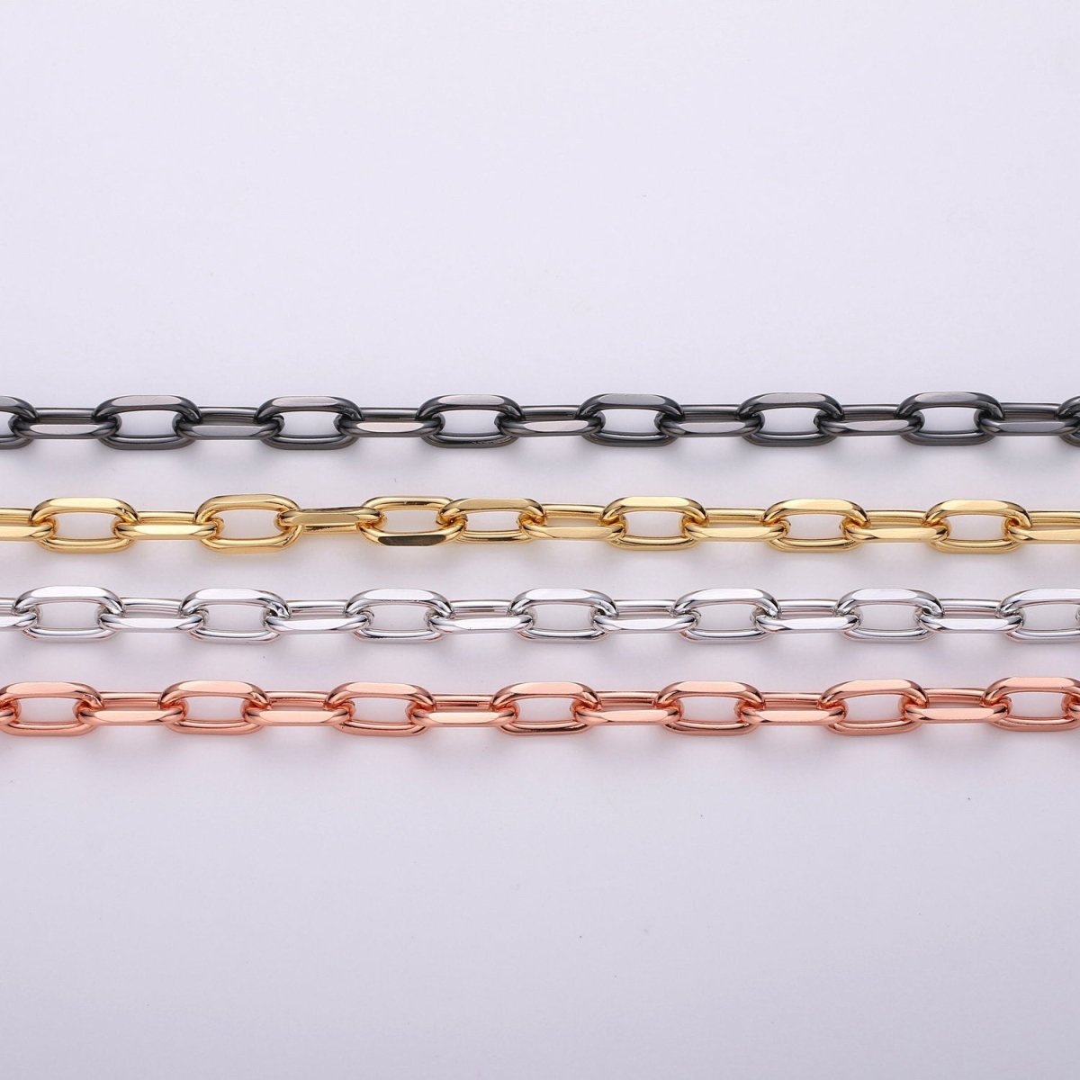 24K Gold Plated Chain Fashion CABLE Chain - Silver, Rose Gold, Black Chunky Chain, 12X7mm 2mm Thick Chain | ROLL-143, ROLL-144, ROLL-145, ROLL-146 Clearance Pricing