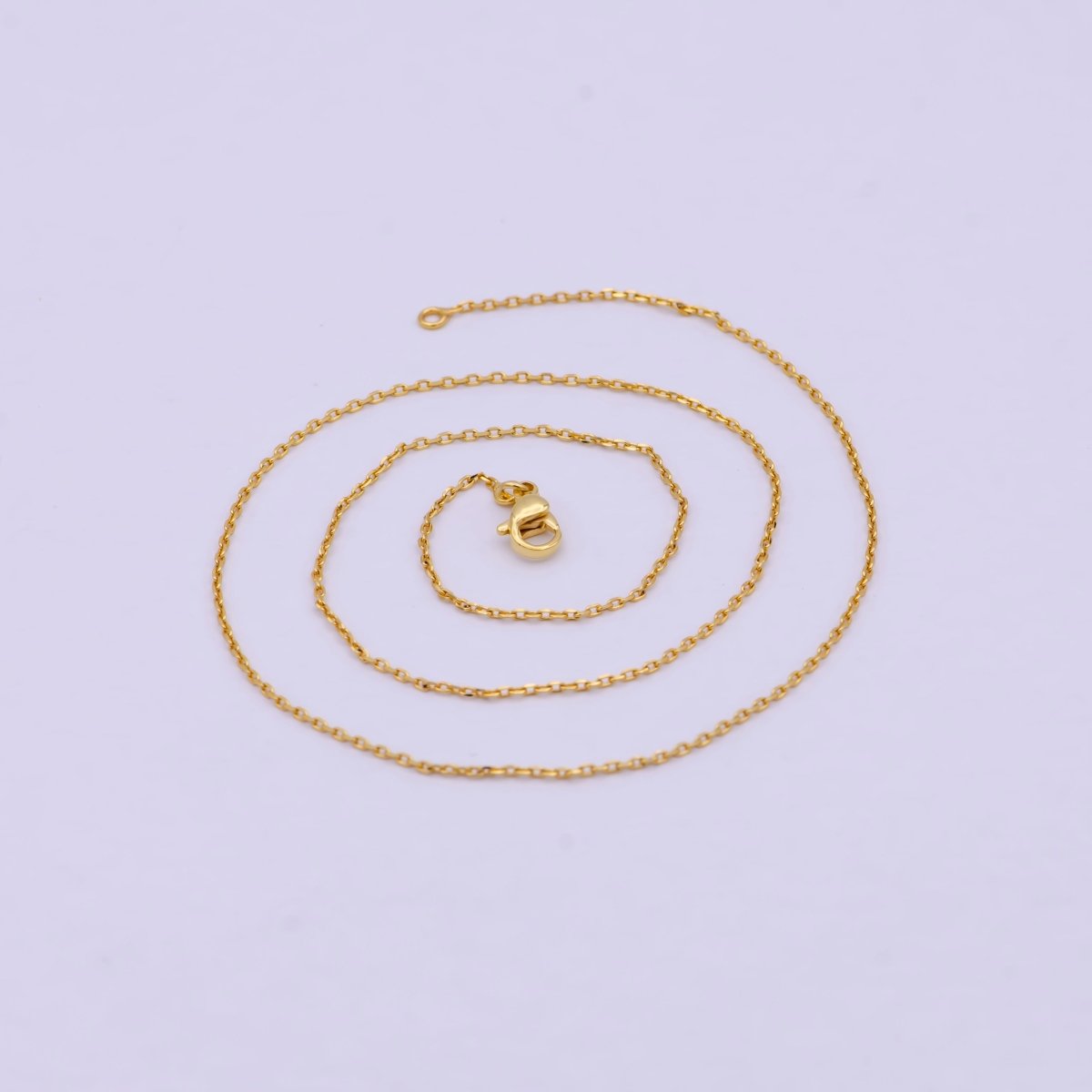 24K Gold Filled Chain Necklace, Dainty 0.9mm Cable Finished Chain, 17.5" Inch Layering Necklace | WA-615 Clearance Pricing - DLUXCA