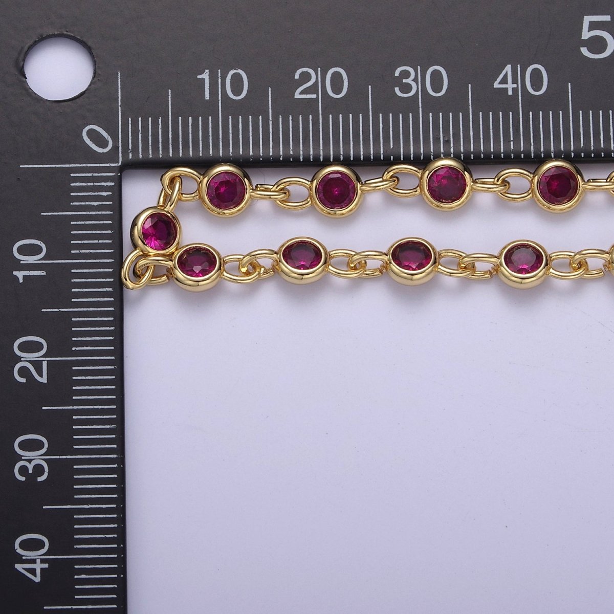 24k Gold Filled Chain Round CZ Chain by Foot / Yard Bulk Chain Round Bezel Cut Cubic Chains 5mm CZ Chain Unsoldered | ROLL-743 to ROLL-746 Clearance Pricing