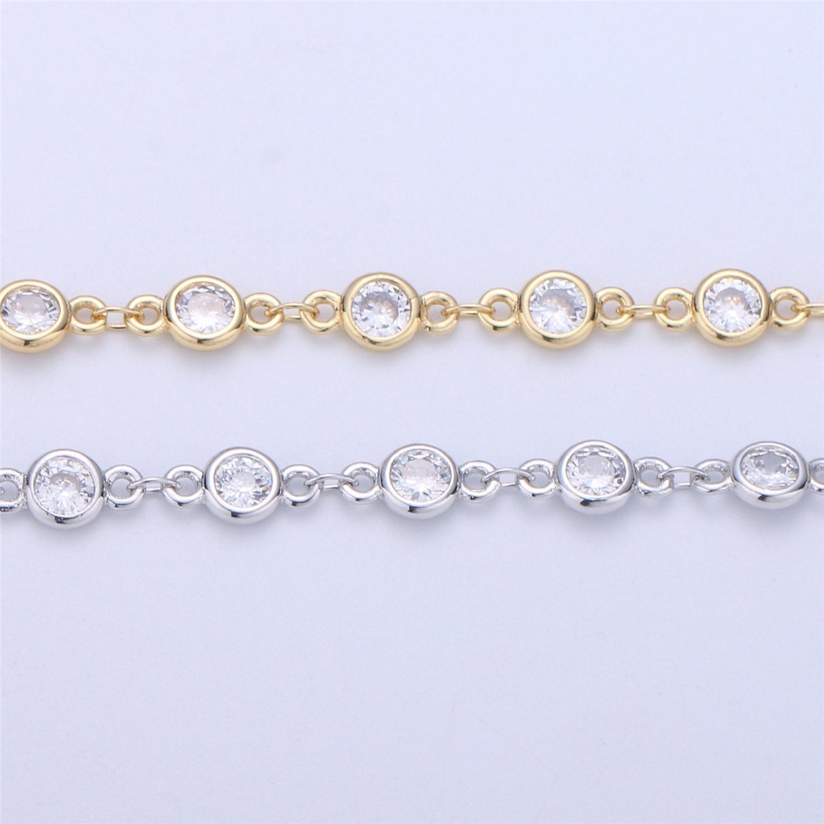 24K Gold Filled Chain Round CZ Chain by Yard, Bulk Chain by Yard, Cubic Chain, Tiny CZ Chain, Ideal for Lariet Long Necklace, DESIGNED Chain Component Supply | ROLL-041, ROLL-047 Clearance Pricing