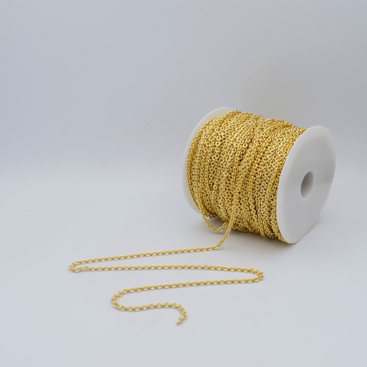 24K Gold Filled Chain, Textured Unique Rolo Chain, 3.7mm, Unfinished Chain by Yard, For Jewelry Making, For Necklace, Bracelet, Anklet Supply | ROLL-469 Clearance Pricing