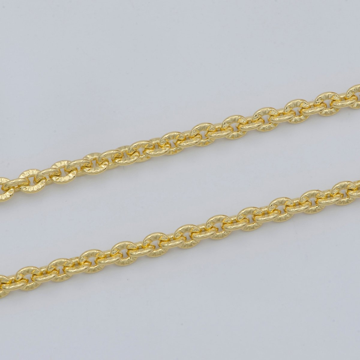 24K Gold Filled Chain, Textured Unique Rolo Chain, 3.7mm, Unfinished Chain by Yard, For Jewelry Making, For Necklace, Bracelet, Anklet Supply | ROLL-469 Clearance Pricing