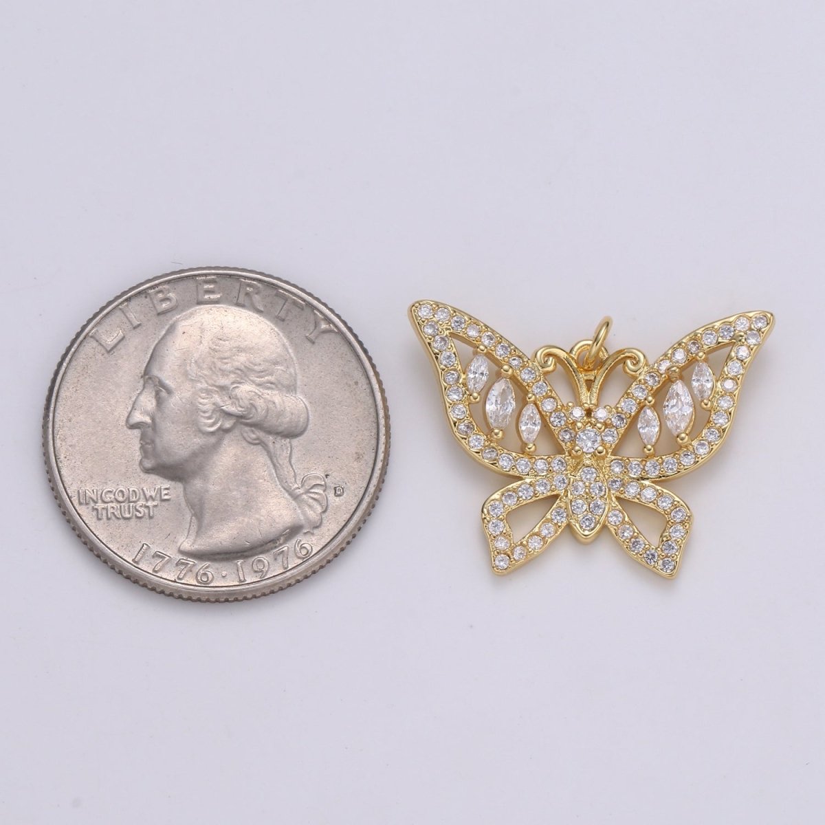 24k Gold Filled Charm Dainty Micro Pave Butterfly Charm Gold Animal Jewelry Inspired Cubic Mariposa Butterfly pendant for Necklace Bracelet E-134 - DLUXCA
