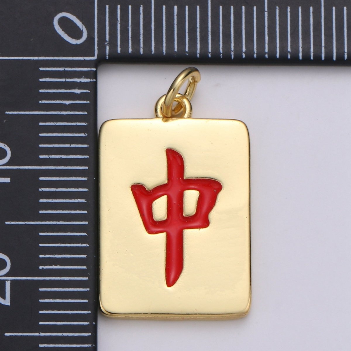 24K Gold Filled Charms for Necklace Bracelet Earring Supply Gold Mahjong Tile Charm Chinese Character Wealth Rich Amulet Charm E-011 E-012