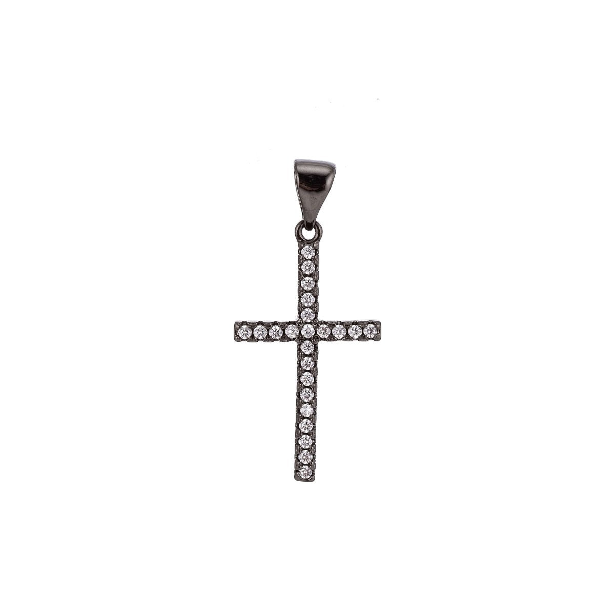 24K Gold Filled  Christian Minimalist Simple Cross Jesus Cubic Zirconia Necklace Pendant Bracelet Earring Charm Bails for Jewelry Making AA-760 H-247