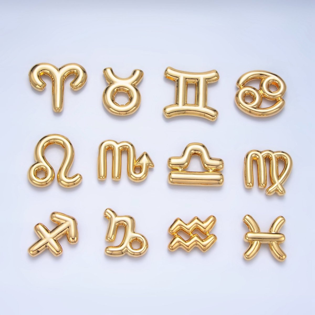 24K Gold Filled Chubby Balloon Zodiac Star Sign Pendant | A1295-A1300