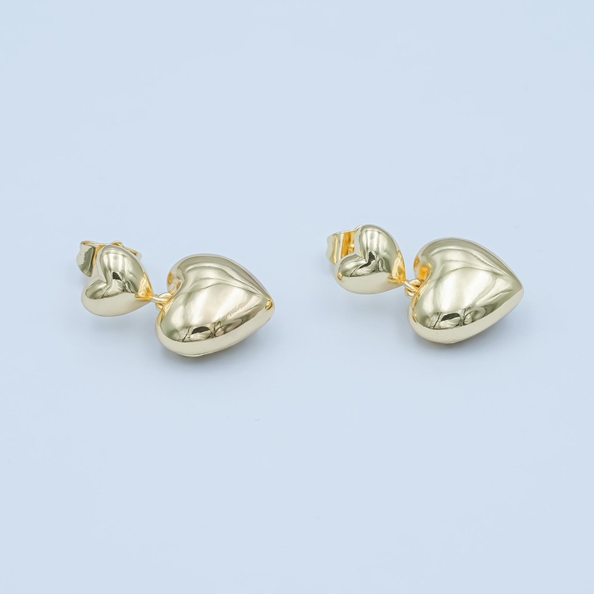 24K Gold Filled Chubby Heart Minimalist Stud Earrings | AD1226 - DLUXCA