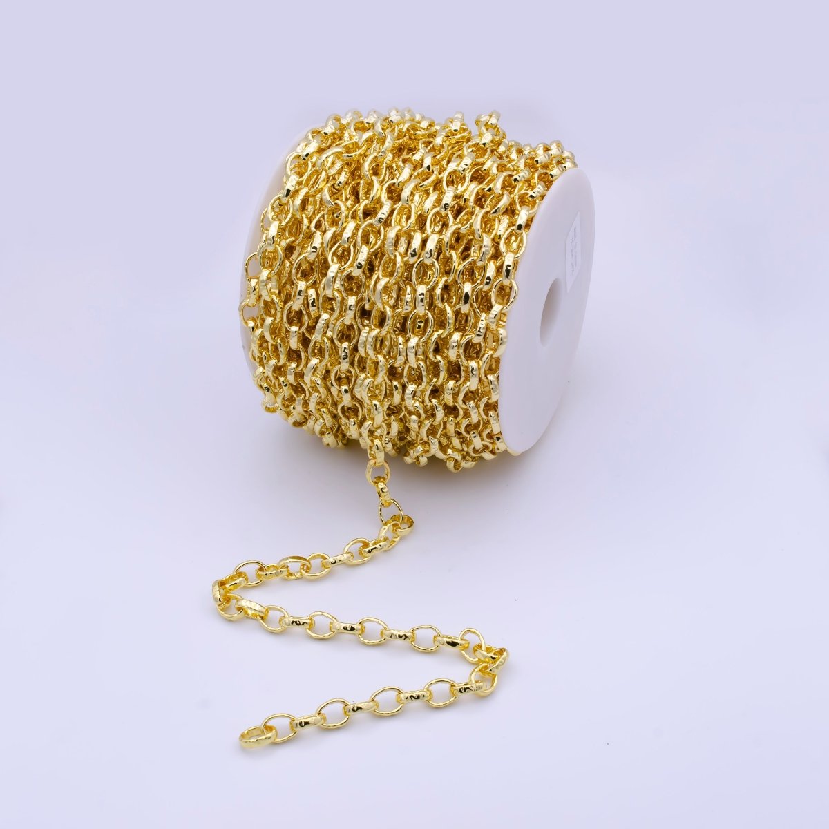 24K Gold Filled Chunky Oval Cable Link For Statement Jewelry Bold Gold Chain Link by Yard Wholesale Chain | ROLL-795 Clearance Pricing - DLUXCA