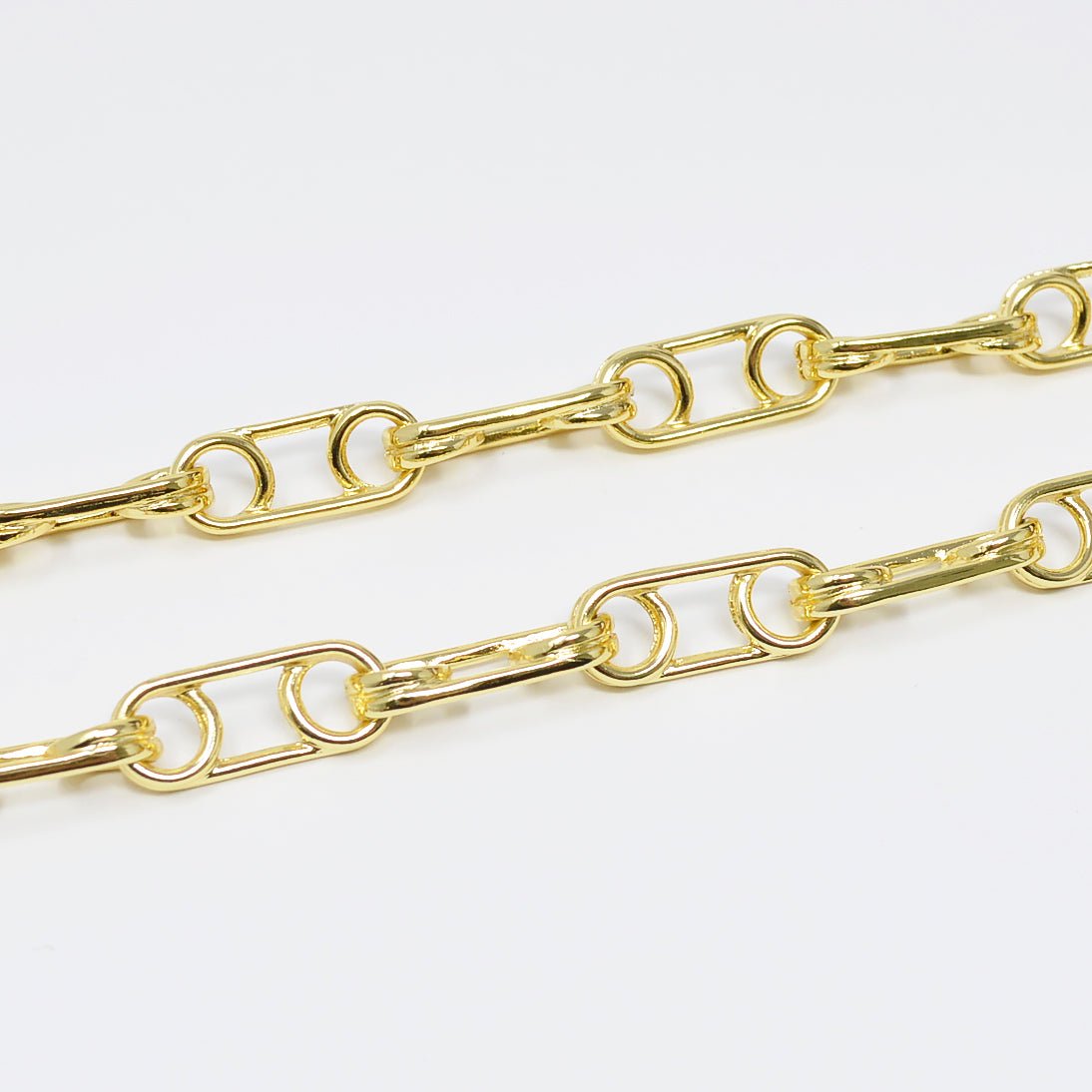 24K Gold Filled Chunky Unique Statement Roll Chain By Yard For Jewelry Making | ROLL-452 Clearance Pricing - DLUXCA