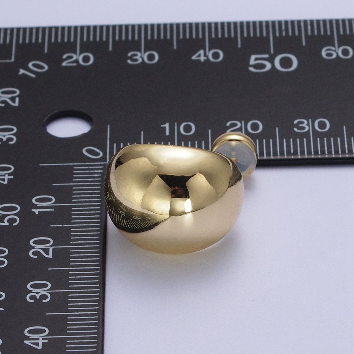 24K Gold Filled Chunky Wide Minimalist Dome Stud Gold Earrings | AE535 - DLUXCA