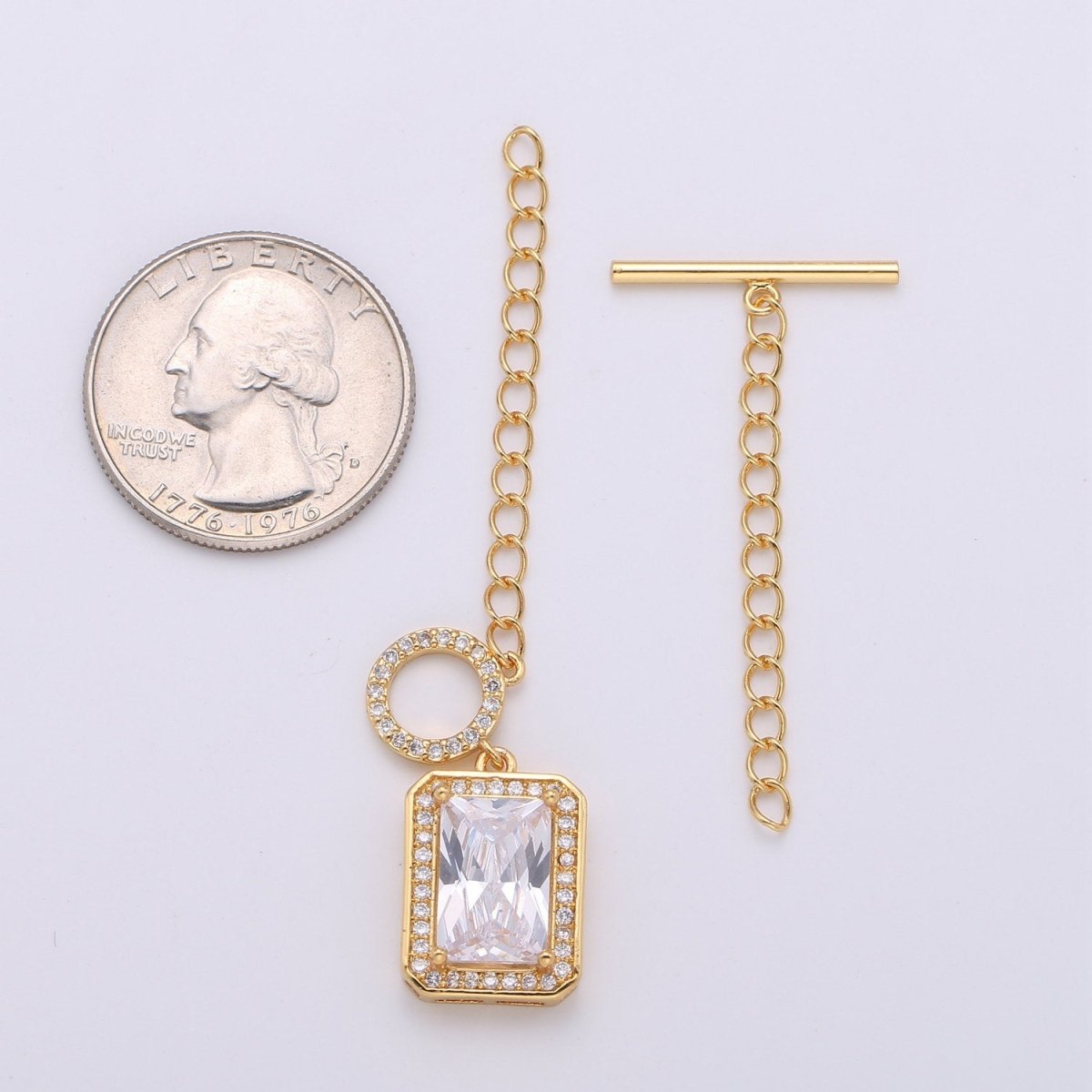 24k gold filled clasps, push in closure clasp jewelry findings for necklace Bracelet making supply Square Diamond Micro Pave Clasp K-448 K-449