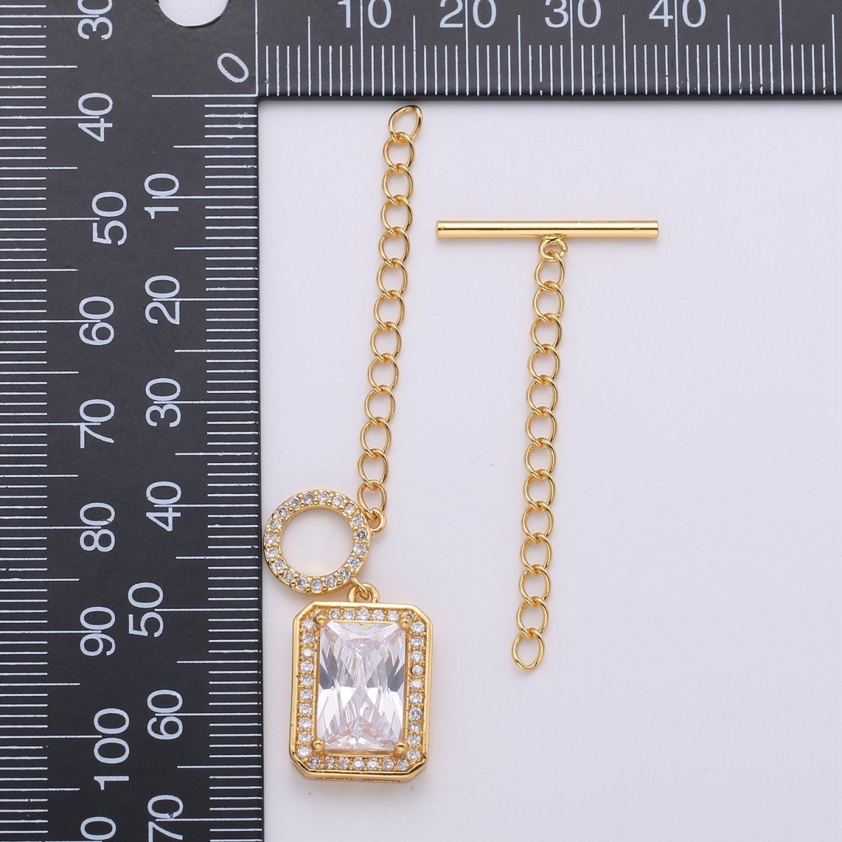 24k gold filled clasps, push in closure clasp jewelry findings for necklace Bracelet making supply Square Diamond Micro Pave Clasp K-448 K-449