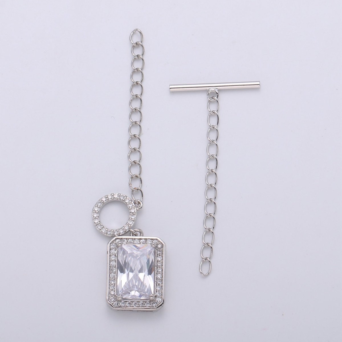 24k gold filled clasps, push in closure clasp jewelry findings for necklace Bracelet making supply Square Diamond Micro Pave Clasp K-448 K-449