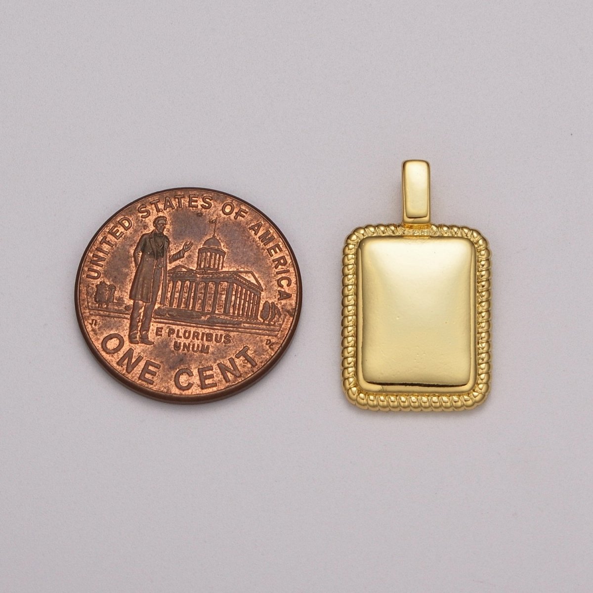 24k Gold Filled Classic Rectangle Pendant Charm for Necklace Minimalist Jewelry / N-1437 - DLUXCA