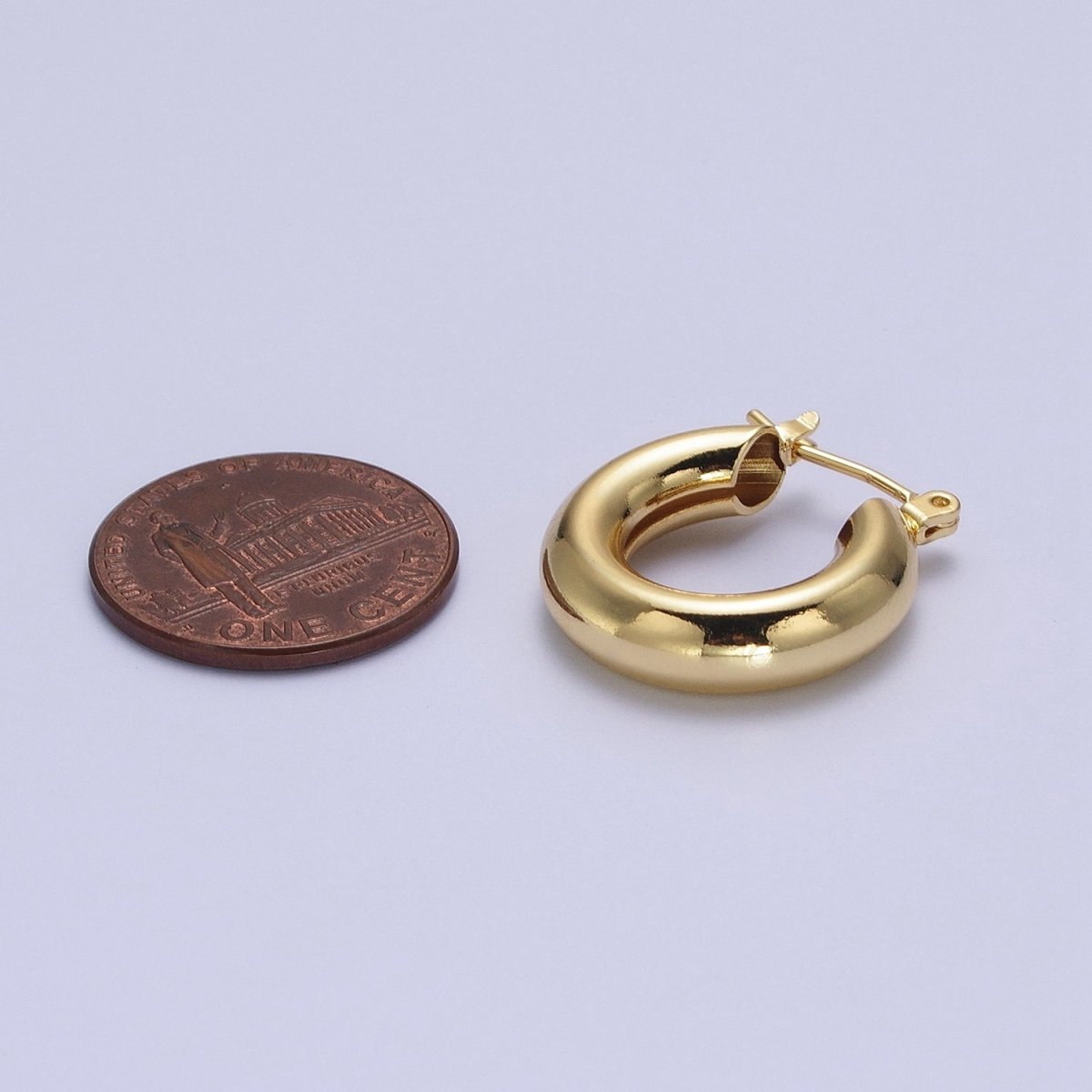 24K Gold Filled Classic Wide Dome 20mm Latch Hoop Earrings in Gold & Silver | AD-170 AD-172