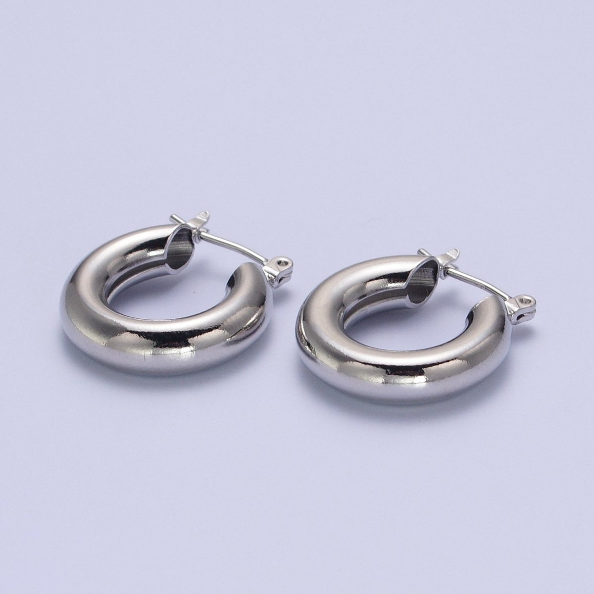 24K Gold Filled Classic Wide Dome 20mm Latch Hoop Earrings in Gold & Silver | AD-170 AD-172