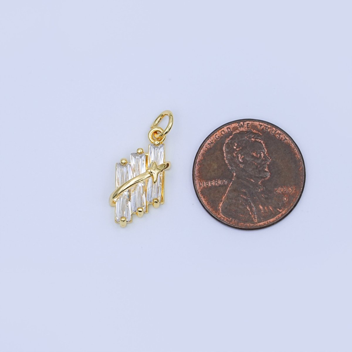24K Gold Filled Clear Baguette Celestial CZ Charm | X012 - DLUXCA