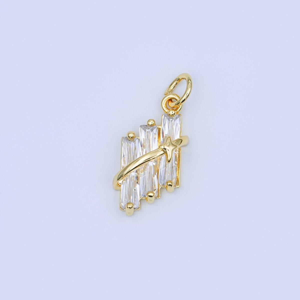 24K Gold Filled Clear Baguette Celestial CZ Charm | X012 - DLUXCA